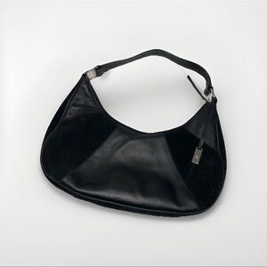 NWOT Etienne Aigner Black Leather & Suede Hobo Shoulder Bag Purse Y2K